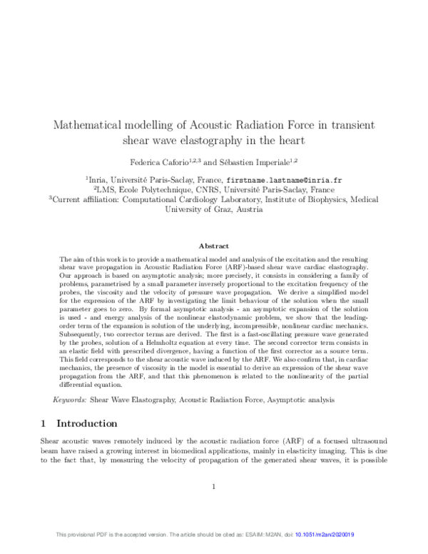 (PDF) Mathematical modelling of Acoustic Radiation Force in transient ...
