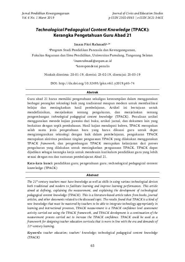 (PDF) Technological Pedagogical Content Knowledge in Pre-service ...