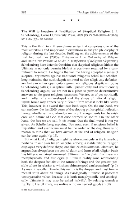 (PDF) The Will to Imagine: A Justification of Skeptical Religion - By J ...