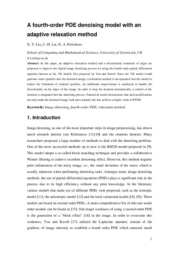 (PDF) A fourth-order partial differential equation denoising model with ...