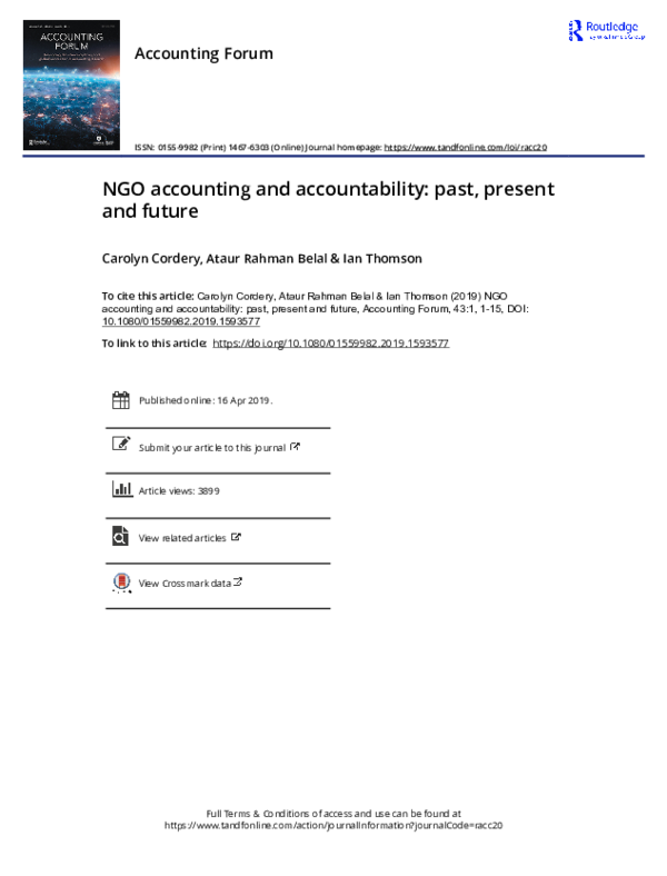(PDF) NGO accounting and accountability: past, present and future