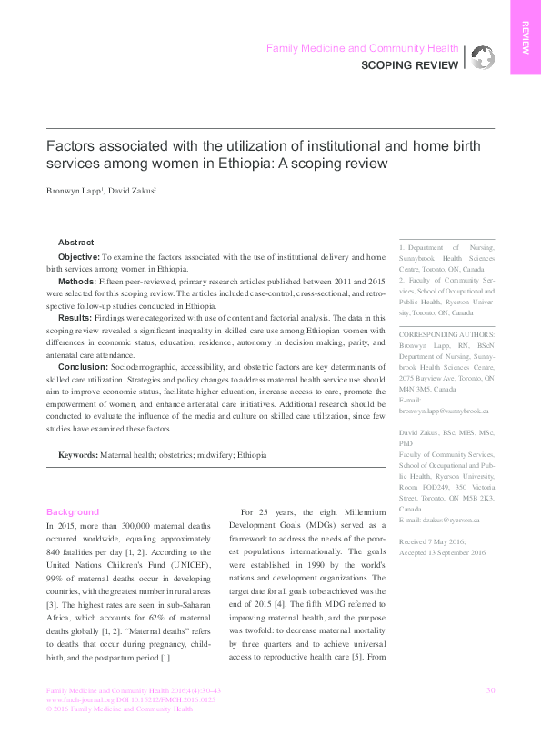 (PDF) Family Medicine and Community Health SCOPING REVIEW Factors ...