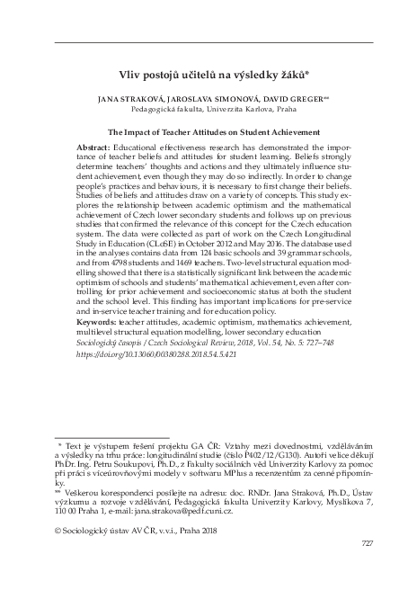 (PDF) The Impact of Teacher Attitudes on Student Achievement
