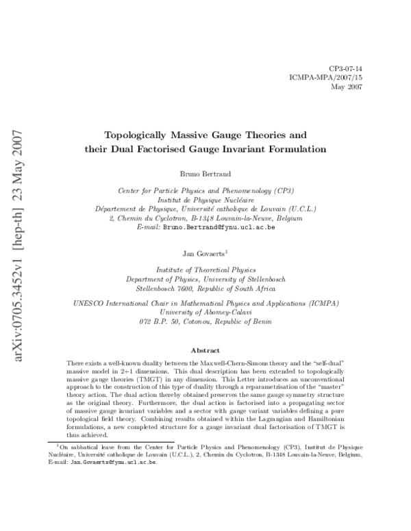 (PDF) Topologically massive gauge theories and their dual factorized ...