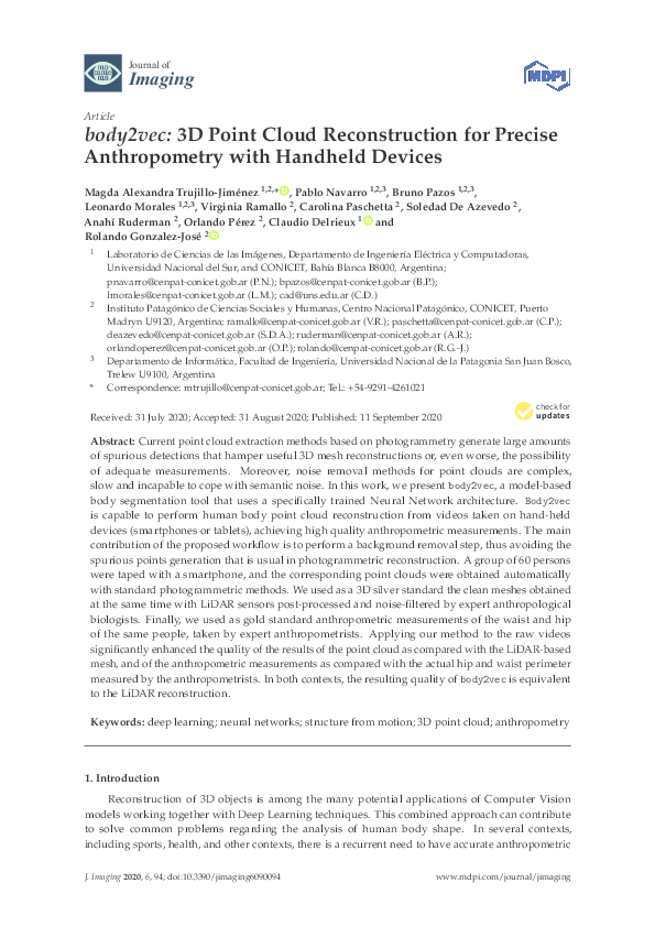 (PDF) body2vec: 3D Point Cloud Reconstruction for Precise Anthropometry ...