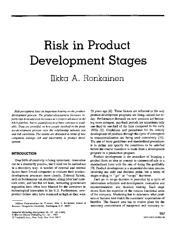 (PDF) Risk in product development stages