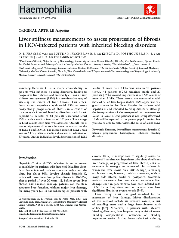(PDF) Liver stiffness measurements to assess progression of fibrosis in ...