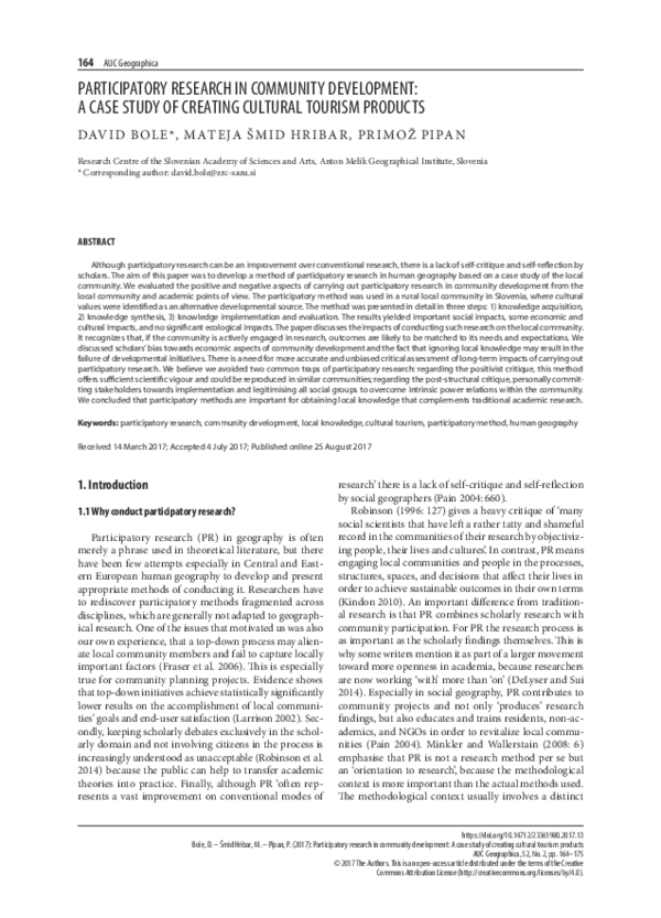 (PDF) Participatory research in community development: A case study of ...