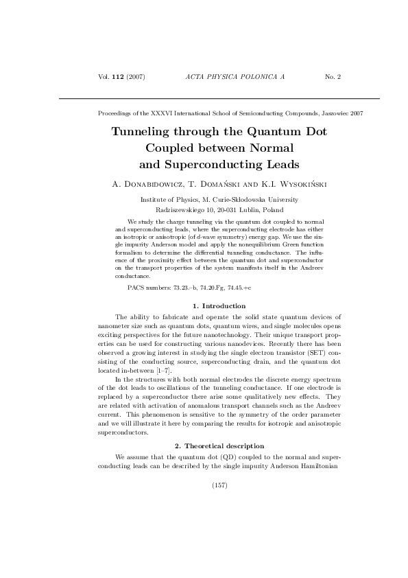 (PDF) Tunneling through the Quantum Dot Coupled between Normal and ...