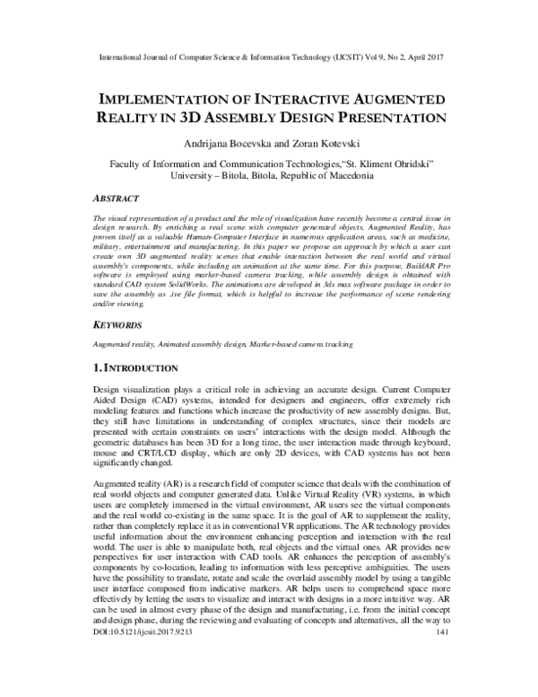 (PDF) Implementation of Interactive Augmented Reality in 3D Assembly ...