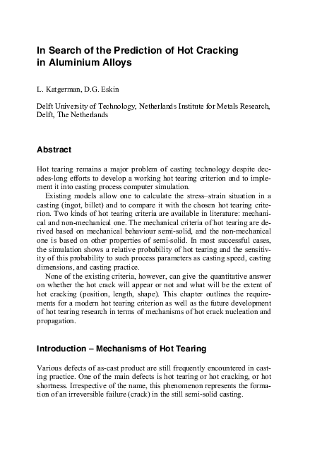 (PDF) Hot Cracking Phenomena in Welds II