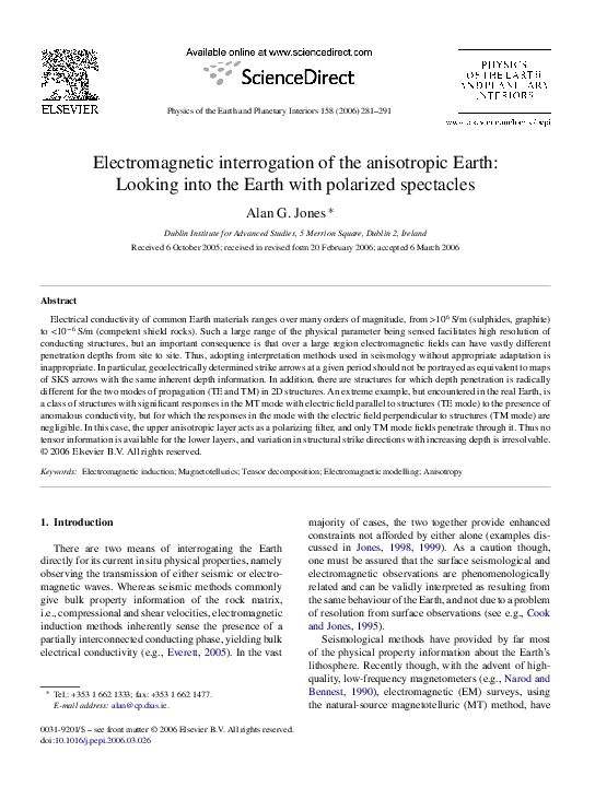 (PDF) Electromagnetic interrogation of the anisotropic Earth: Looking ...