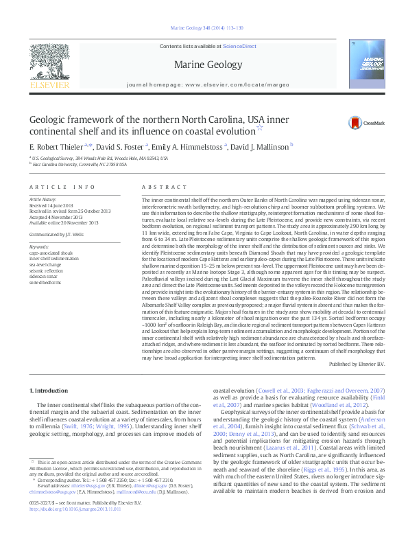 (PDF) Geologic framework of the northern North Carolina, USA inner