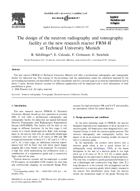 (PDF) The design of the neutron radiography and tomography facility at ...