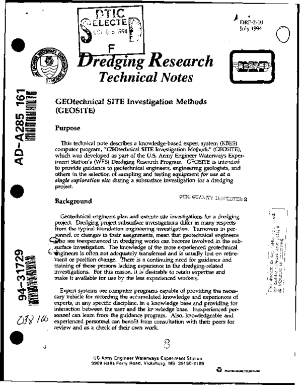 (PDF) GEOtechnical SITE Investigation Methods (GEOSITE)
