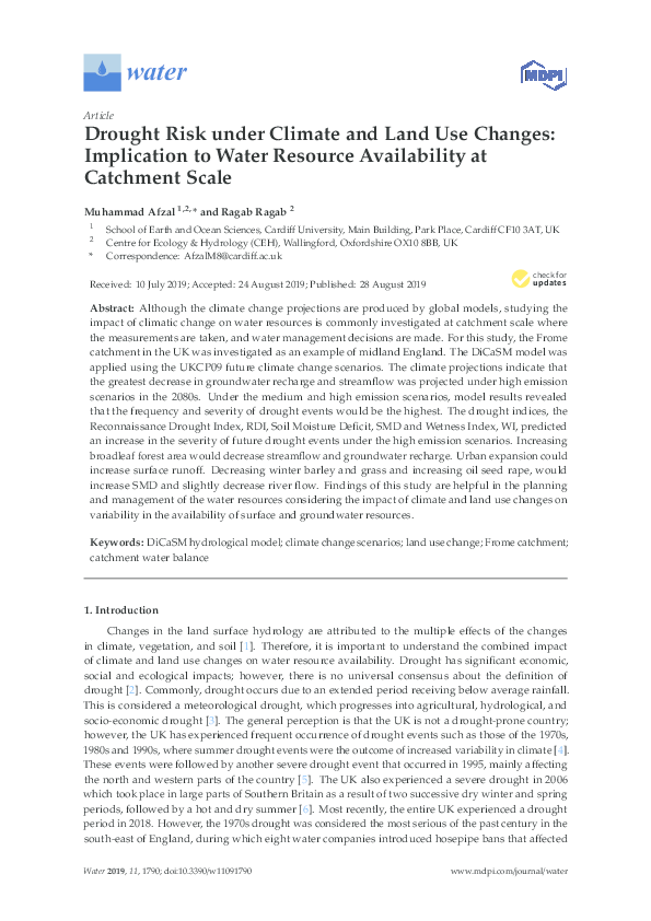(PDF) Drought Risk under Climate and Land Use Changes: Implication to ...