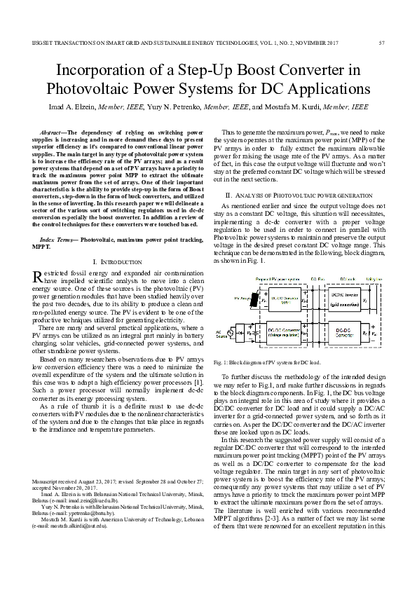 (PDF) Incorporation of a Step-Up Boost Converter in Photovoltaic Power ...