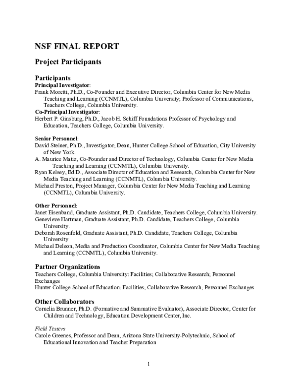 (PDF) Final Report: Video Interactions for Teaching and Learning (VITAL ...