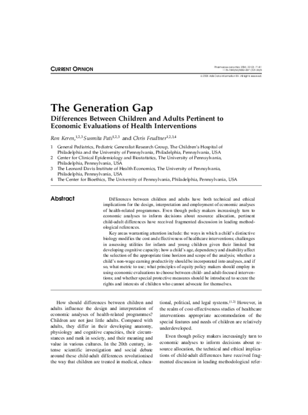 (PDF) The generation gap: differences between children and adults ...