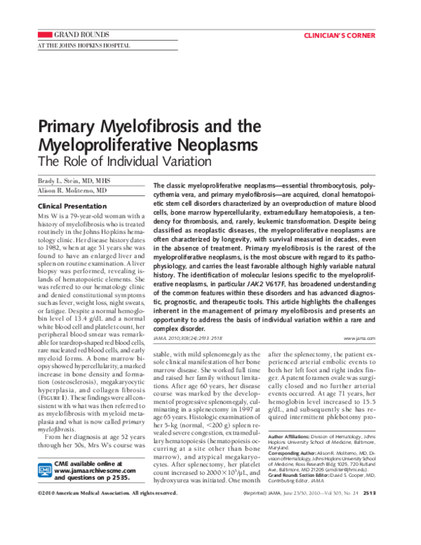 (PDF) Primary Myelofibrosis and the Myeloproliferative Neoplasms