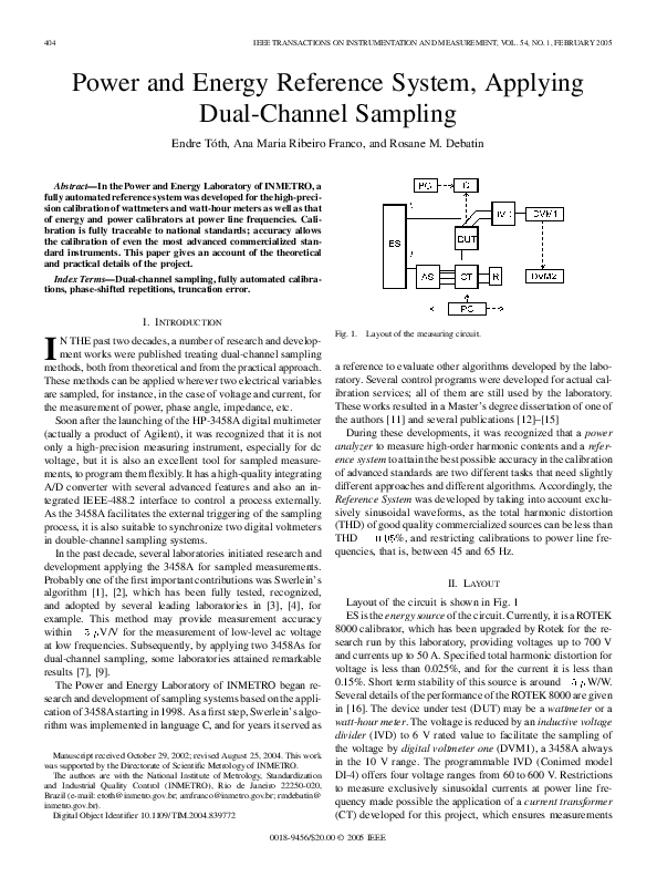 (PDF) Power and Energy Reference System, Applying Dual-Channel Sampling