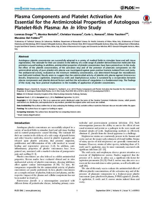 (PDF) Plasma components and platelet activation are essential for the ...