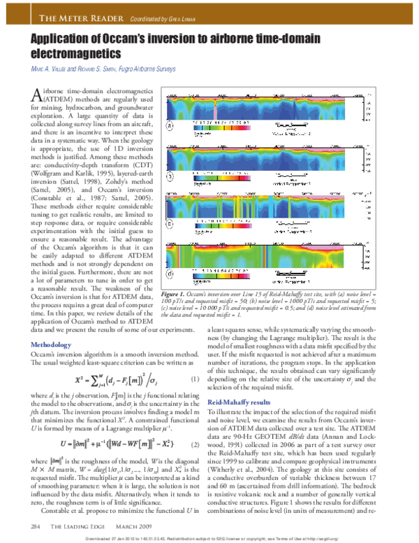 (PDF) Application of Occam's inversion to airborne time-domain ...