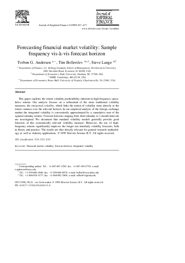(PDF) Forecasting financial market volatility: Sample frequency vis ...