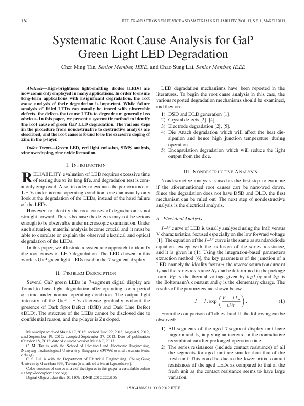 (PDF) Systematic Root Cause Analysis for GaP Green Light LED Degradation