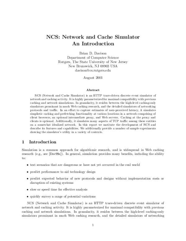 (PDF) NCS: Network and Cache Simulator--An Introduction