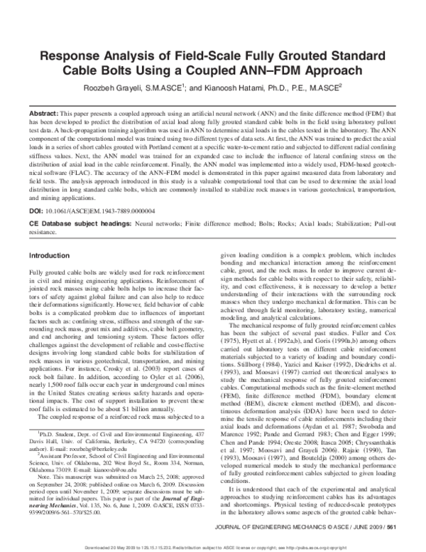 (PDF) Response Analysis of Field-Scale Fully Grouted Standard Cable ...