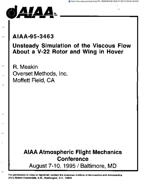 (PDF) Unsteady simulation of the viscous flow about a V-22 rotor and ...