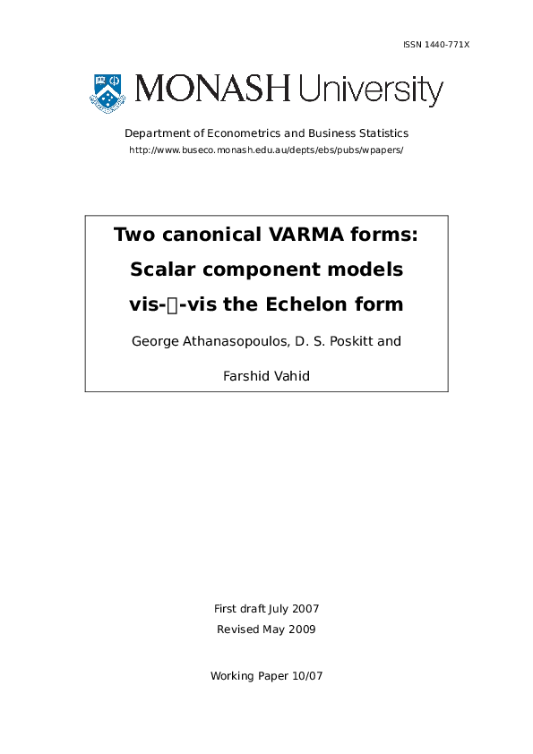 (PDF) Two Canonical VARMA Forms: Scalar Component Models Vis-à-Vis the ...
