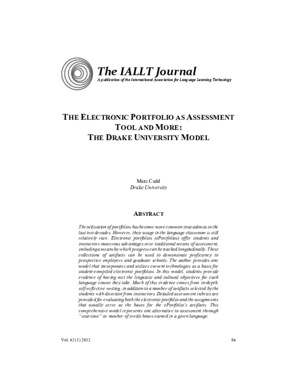 (PDF) The Electronic Portfolio as Assessment Tool and More
