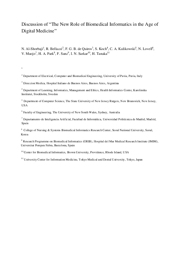 (PDF) Discussion of "The New Role of Biomedical Informatics in the Age ...