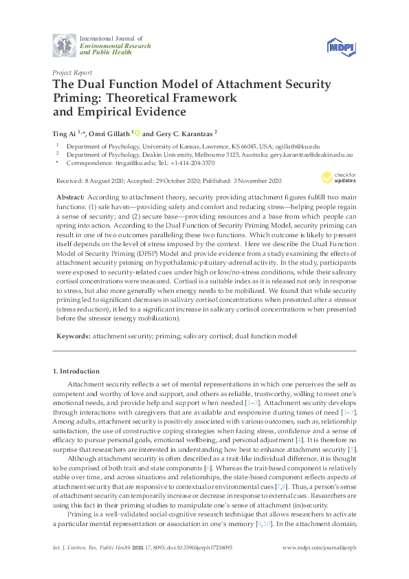 (PDF) The Dual Function Model of Attachment Security Priming ...