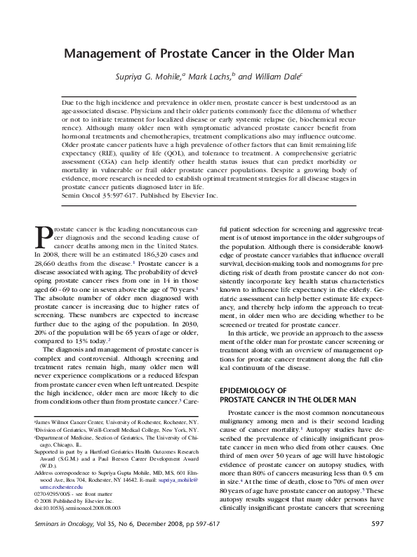(PDF) Management of prostate cancer in the older man