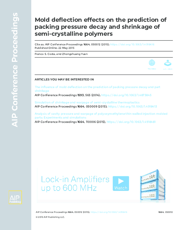 (PDF) Mold deflection effects on the prediction of packing pressure ...