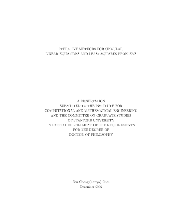 (PDF) Iterative methods for singular linear equations and least-squares ...