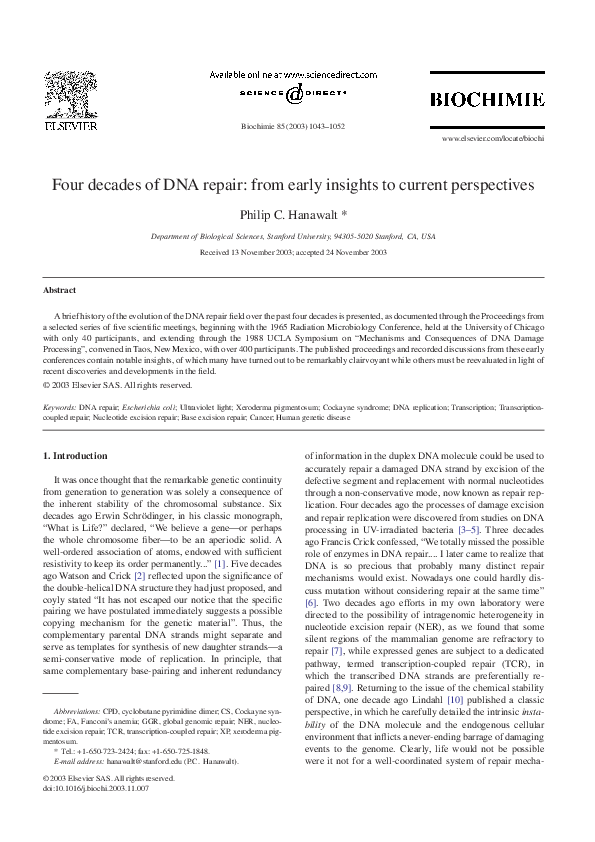 (PDF) Four decades of DNA repair: from early insights to current ...