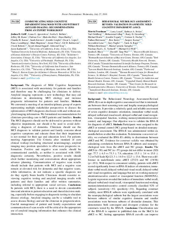 (PDF) Communicating Mild Cognitive Impairment Diagnosis with and ...