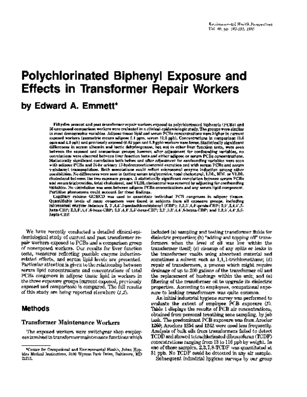 (PDF) Polychlorinated Biphenyl Exposure and Effects in Transformer ...