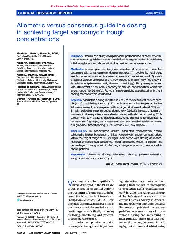 Vancomycin Dosing Guidelines 2024: From Trough To Auc – AWLW