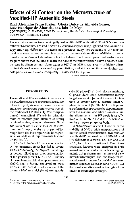 (PDF) Effects of Si content on the microstructure of modified-HP ...