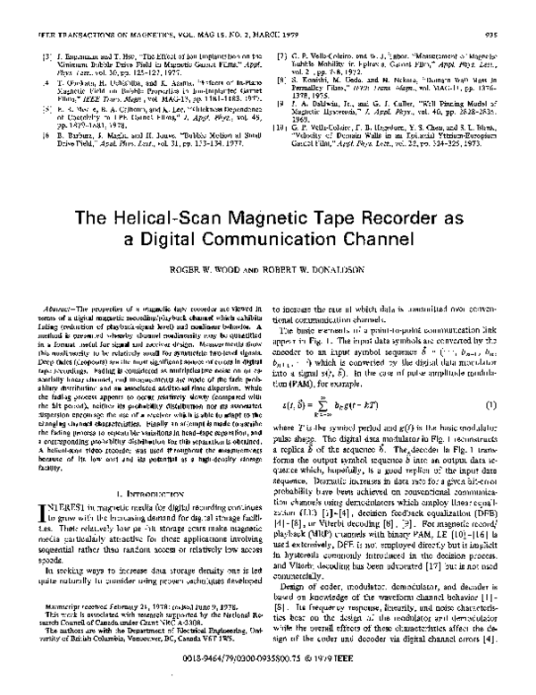 (PDF) The helical-scan magnetic tape recorder as a digital ...
