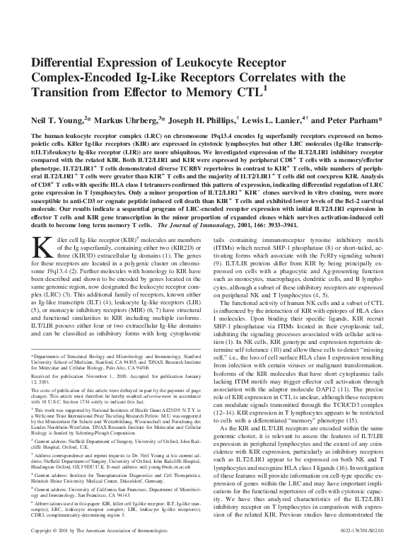 (PDF) Differential Expression of Leukocyte Receptor Complex-Encoded Ig ...