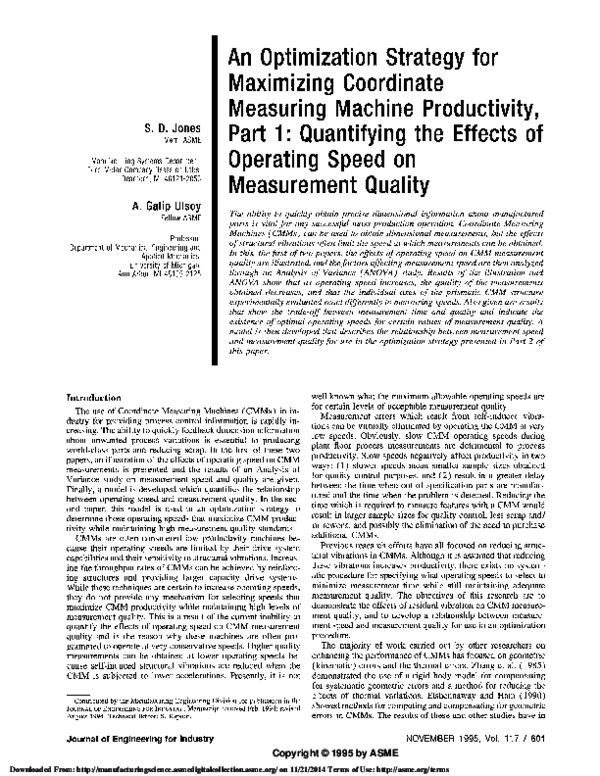 (PDF) An Optimization Strategy for Maximizing Coordinate Measuring ...