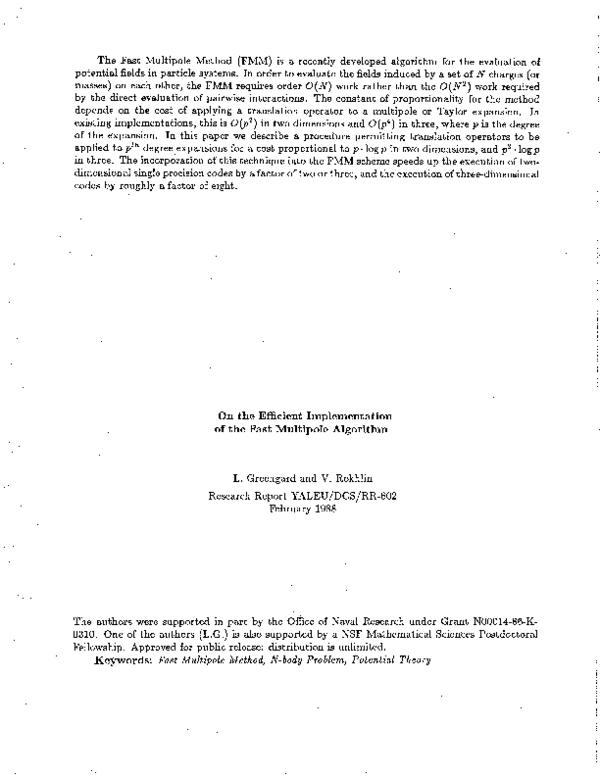 (PDF) On the efficient implementation of the fast multipole algorithm