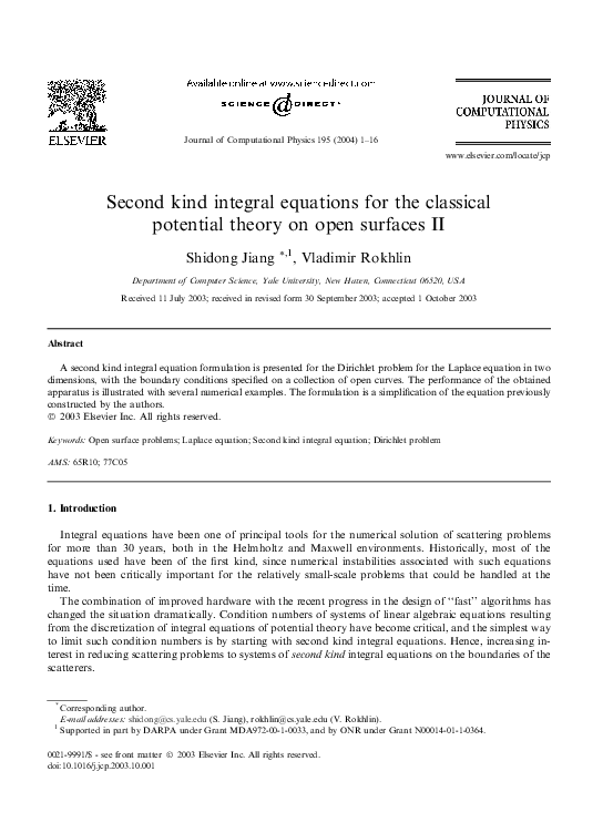 (PDF) Second kind integral equations for the classical potential theory ...