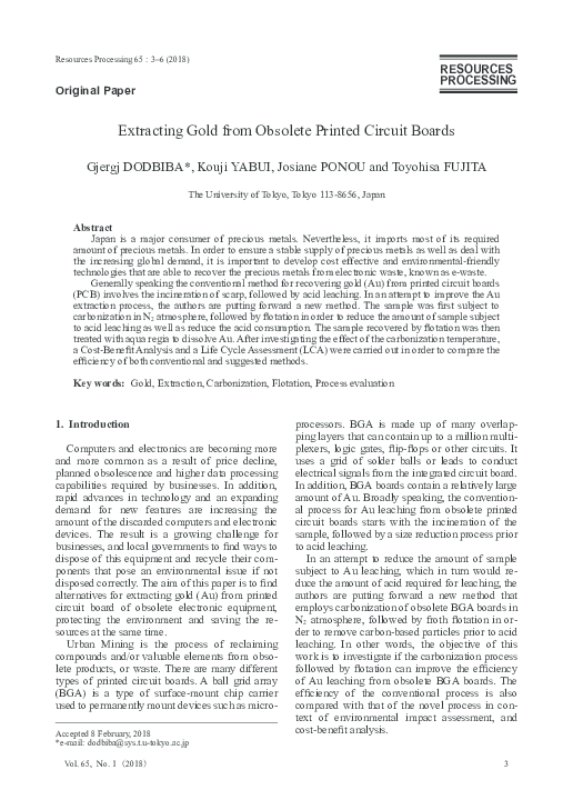 Pdf Extracting Gold From Obsolete Printed Circuit Boards